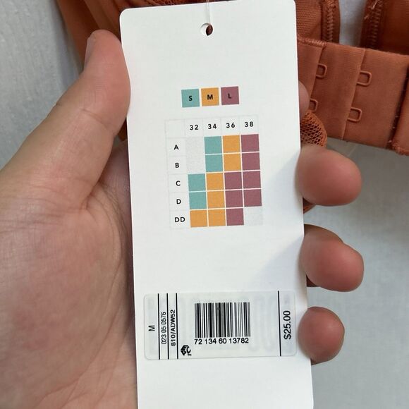 NWT All. You. LIVELY Triangle Bralette Mesh Wireless Bra Size Medium Rust Orange - Picture 15 of 16